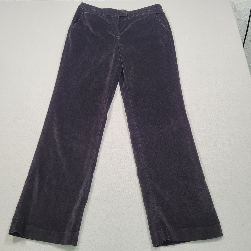 Talbots Womens 10 Stretch Velvet Pants Dark‎ Purple Corduroy Straight Leg Casual